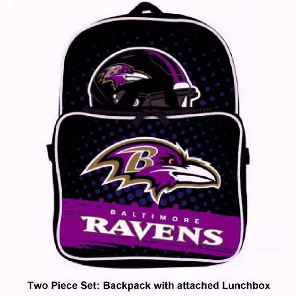 Baltimore Ravens Backpack and Lunchbox 2 Piece Set NEW Fast Ship - Picture 1 of 4